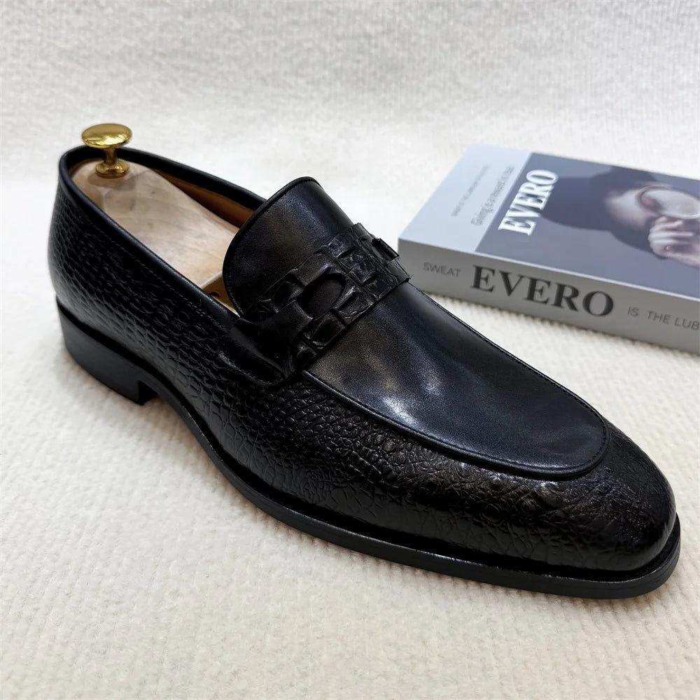 Sapatos Sociais de Couro Legítimo com Estampa de Crocodilo