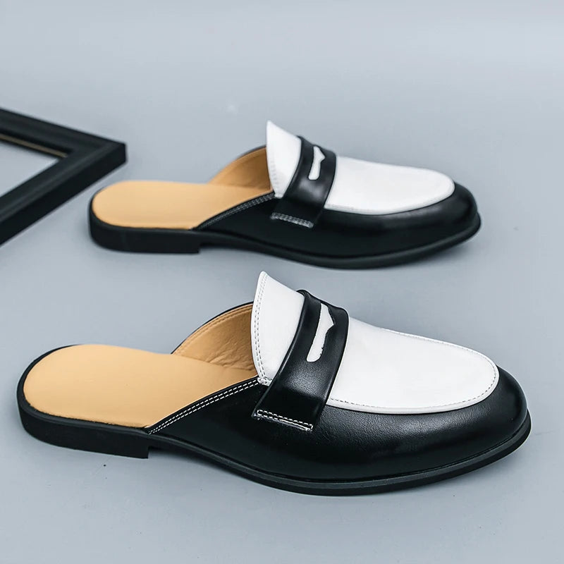 Chinelos Slides Mocassins Casual de Couro