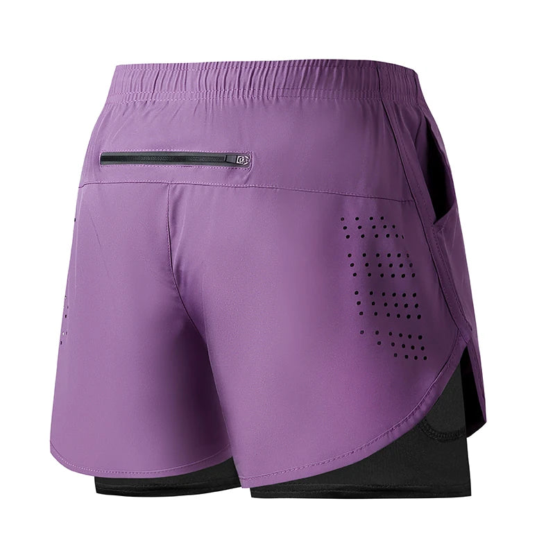 Calções de corrida masculinos de secagem rápida fitness preto dupla camada shorts masculino novo esporte treino treinamento musculação calças curtas