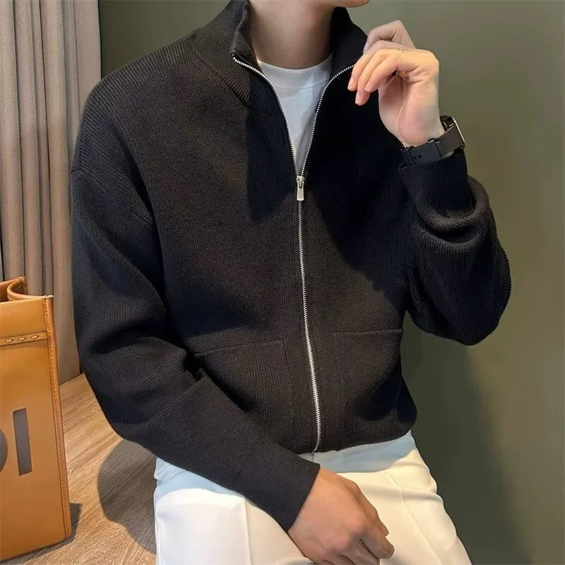 Camisola cardigan de gola alta