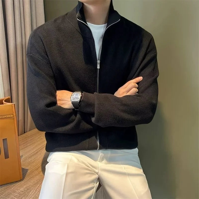 Camisola cardigan de gola alta