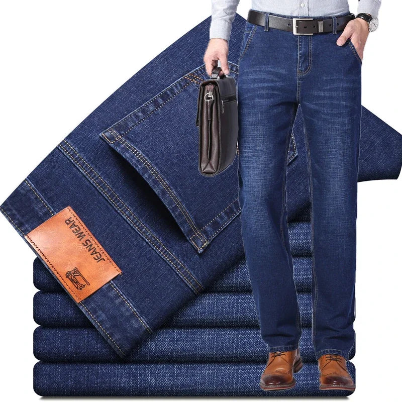 Calça Jeans Casual de Algodão em Corte Reto