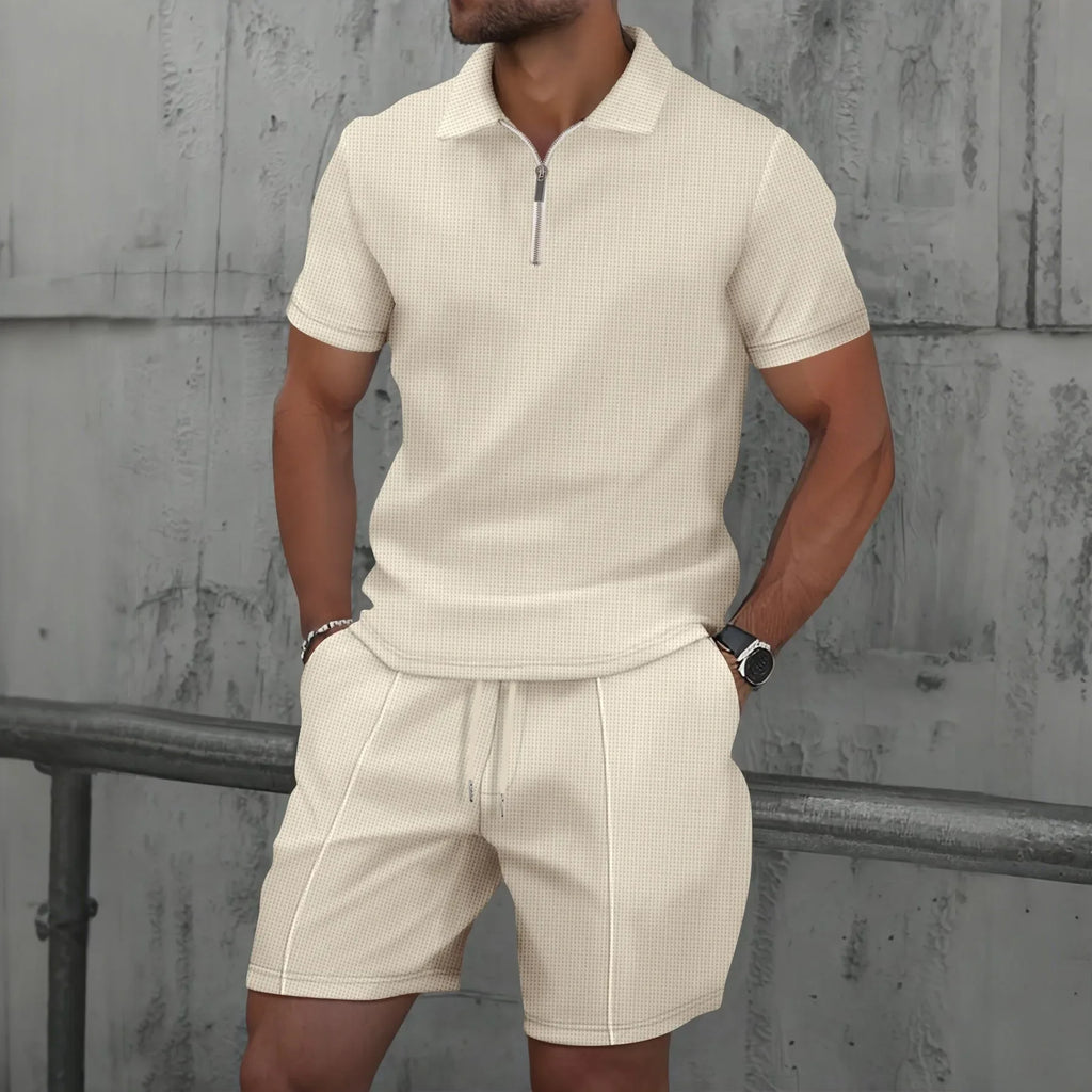 POLO de Manga Curta Elegante Conjunto Casual Streetwear