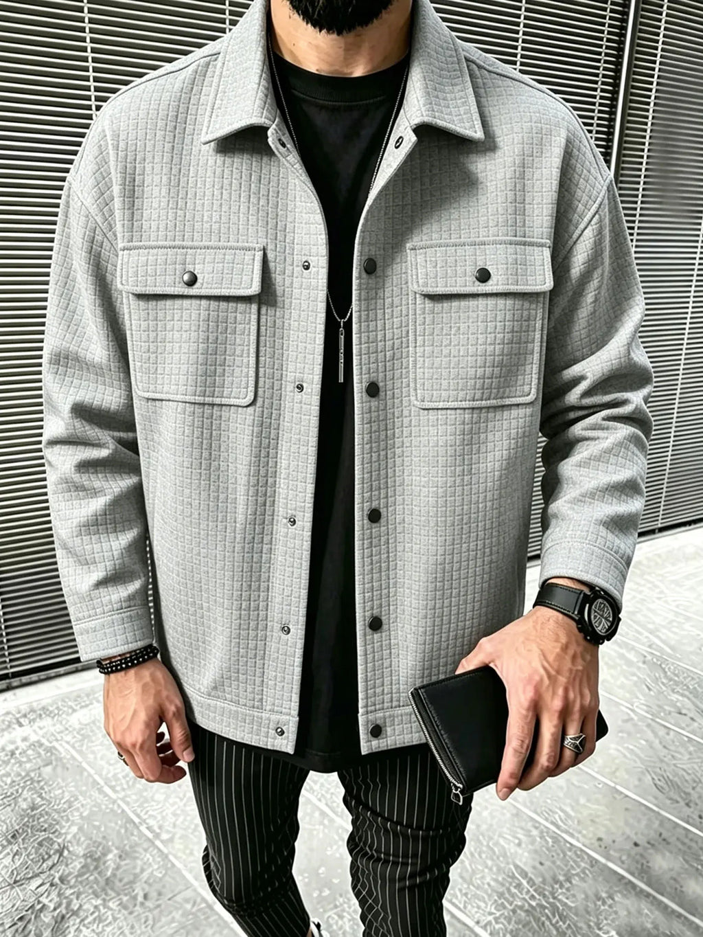 Jaqueta Casual Masculina em Xadrez