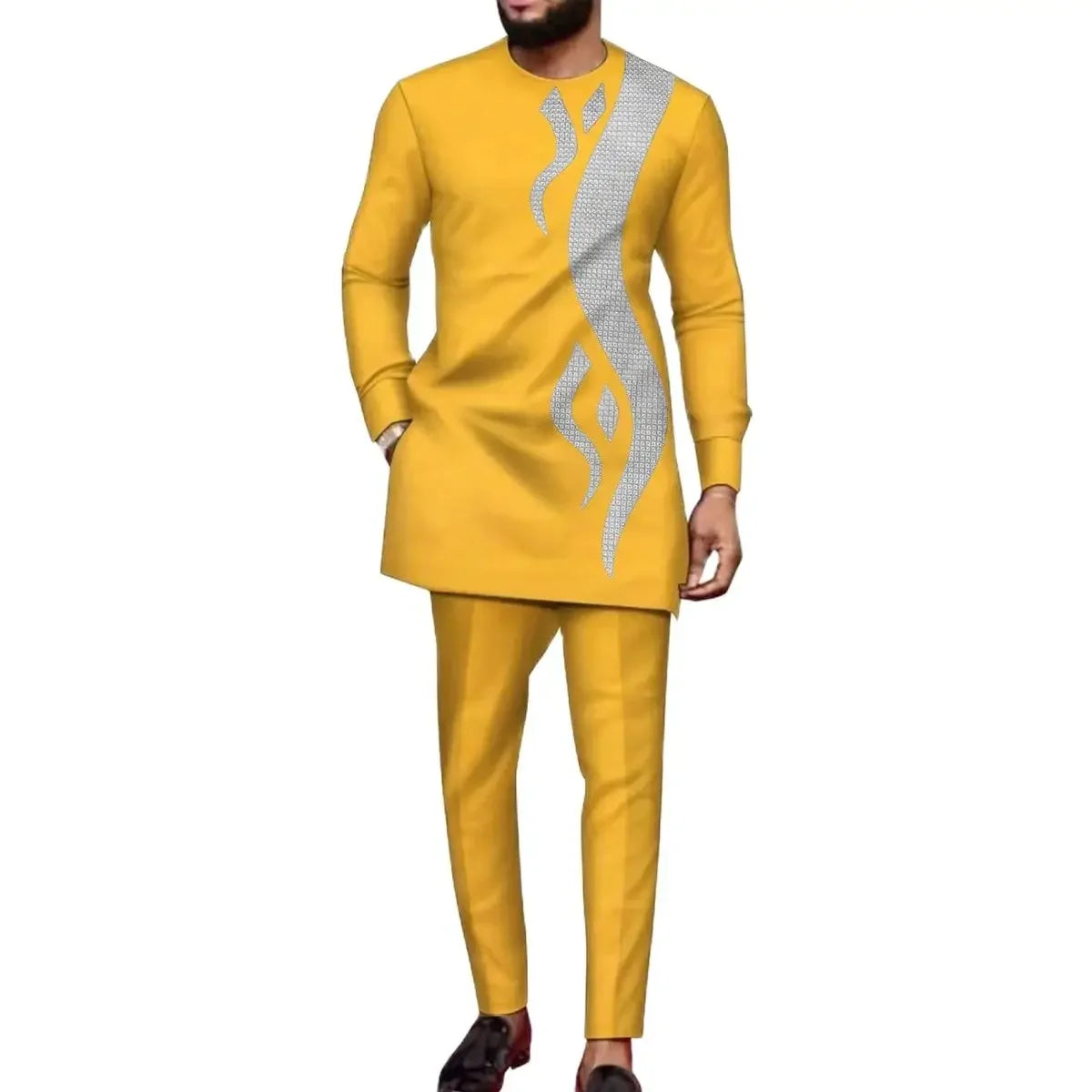 Fato Africano (Camisa+Calças Monocromáticas)