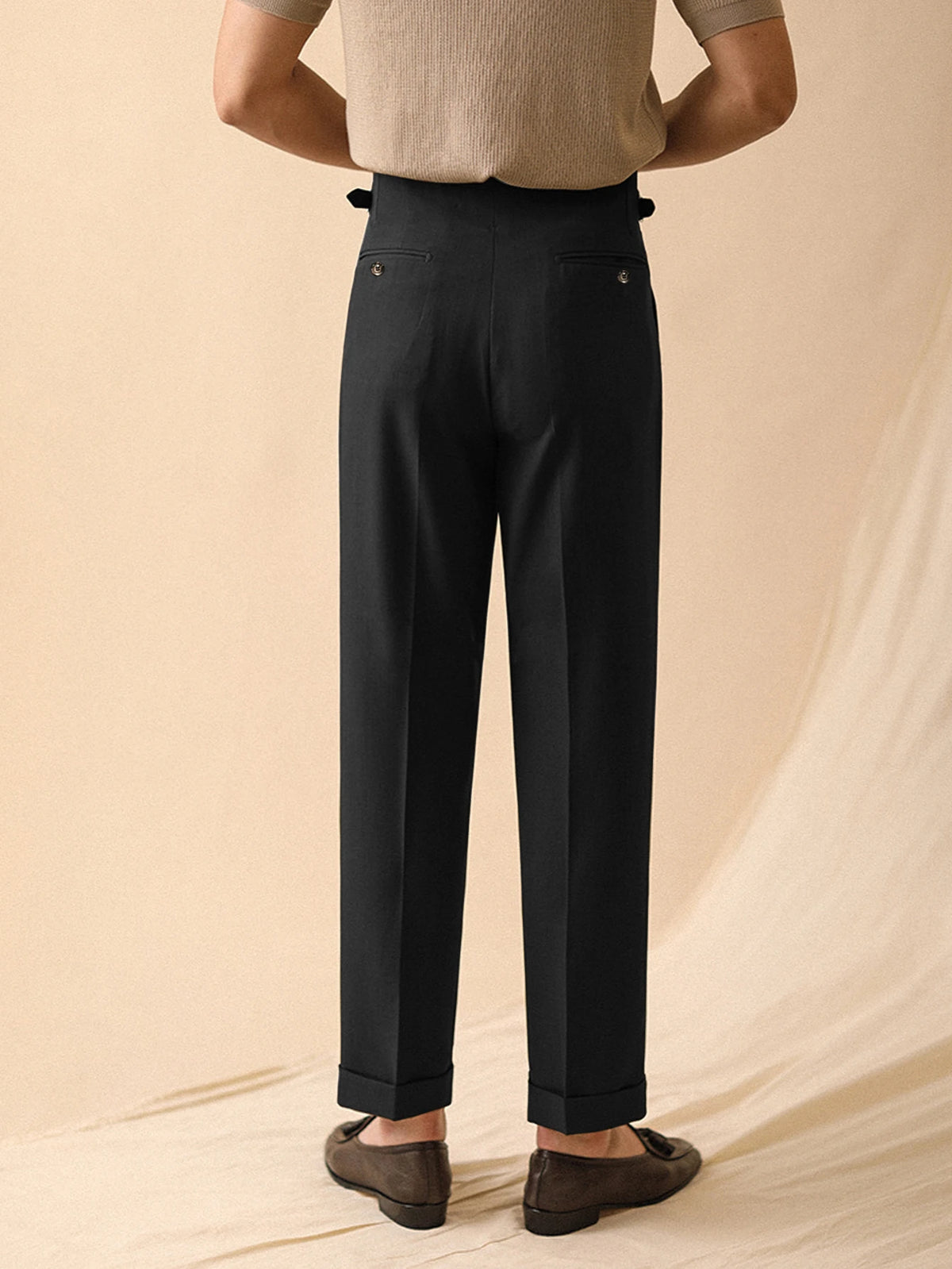 Calça Italiana Napolitana de Cintura Alta Casual