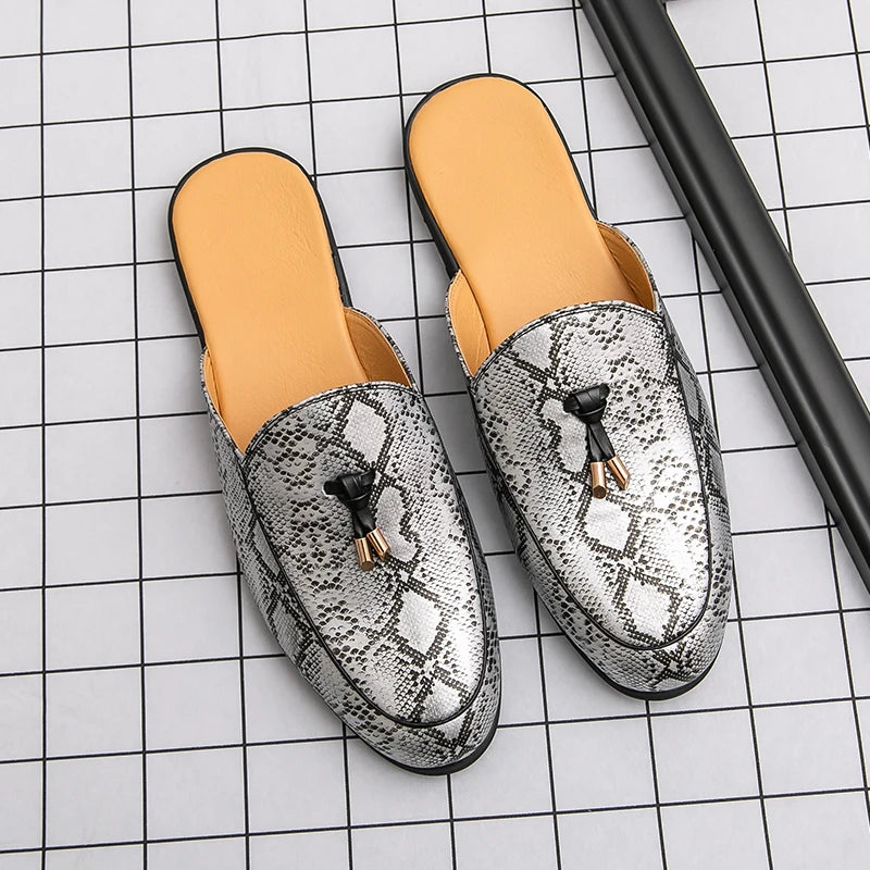 Chinelos Slides Mocassins Casual de Couro