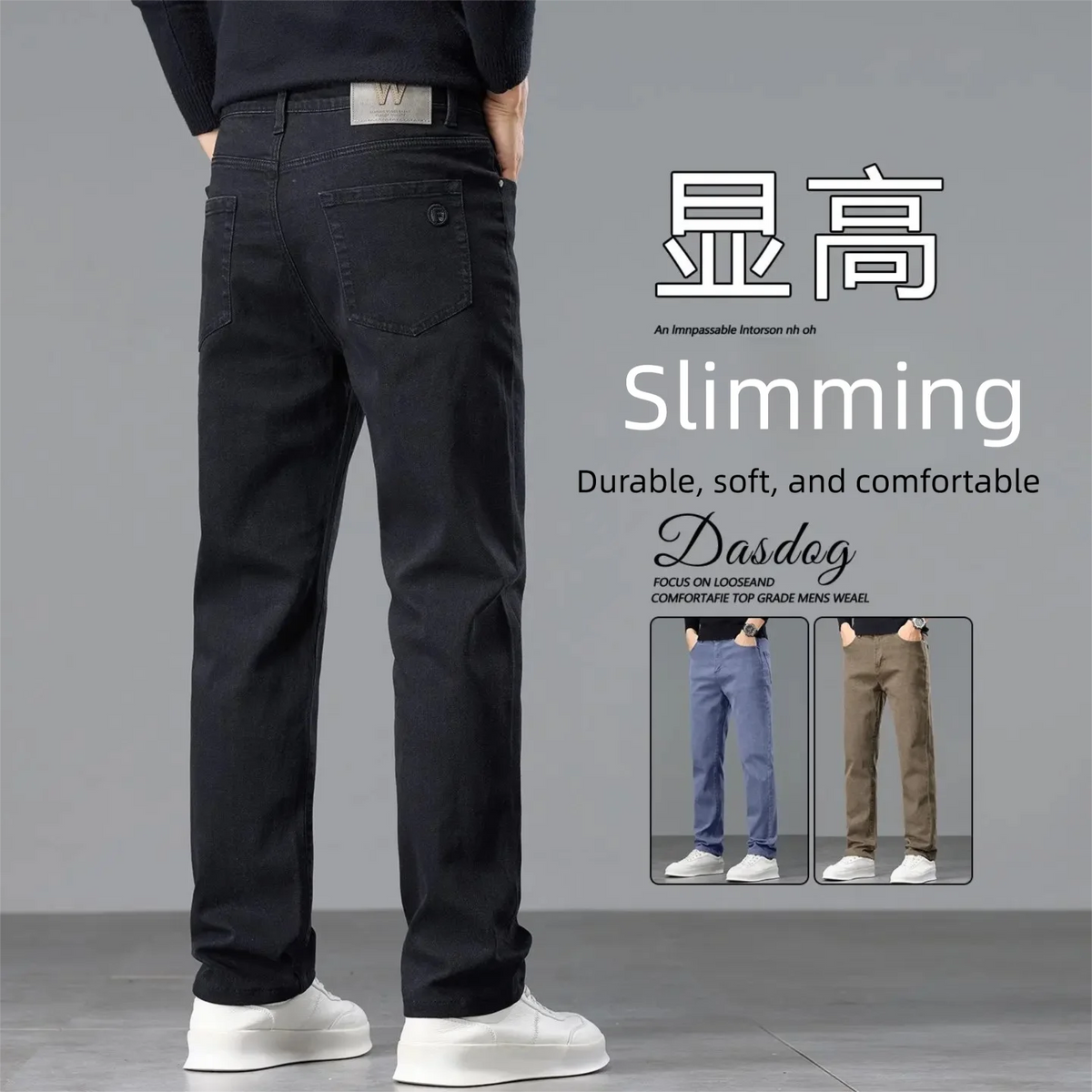 Calças Jeans Sólida Clássica Slim
