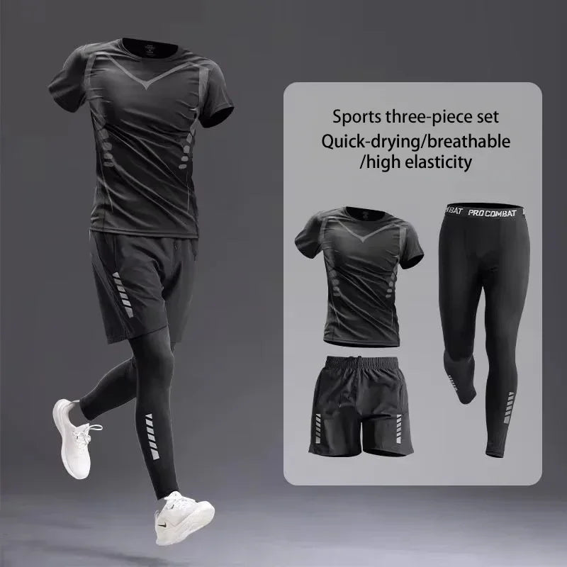 Novo terno esportivo masculino 1-5 pçs terno para todas as estações correndo ciclismo fitness roupas de secagem rápida jogging treinamento conjunto de terno de pista masculino