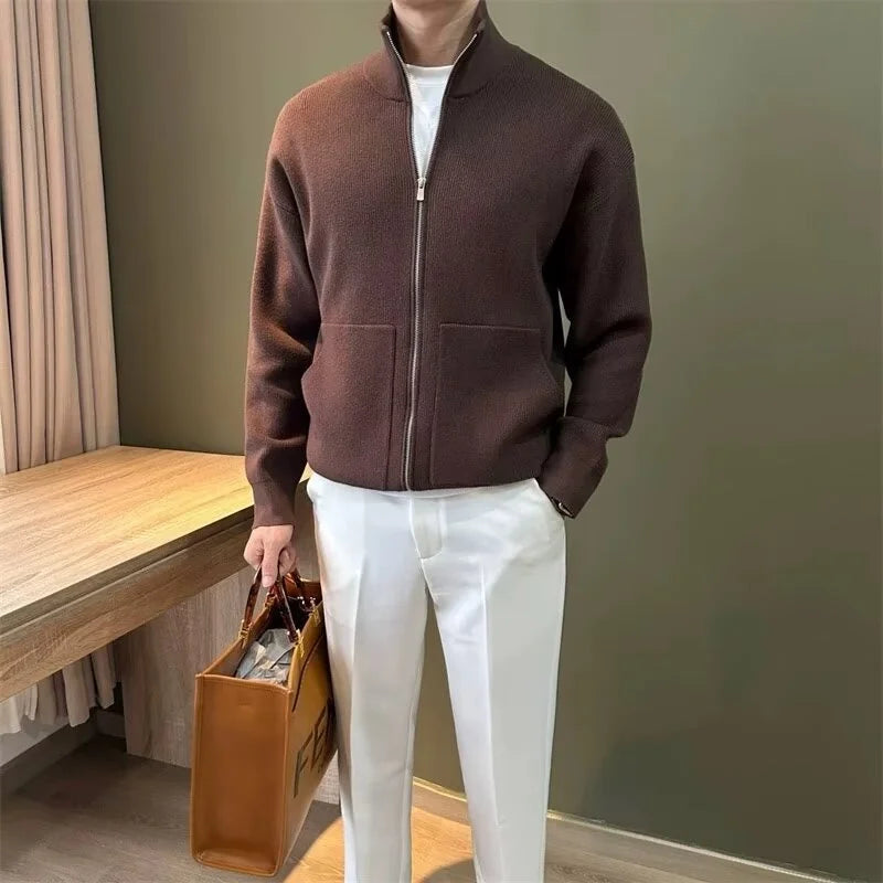 Camisola cardigan de gola alta