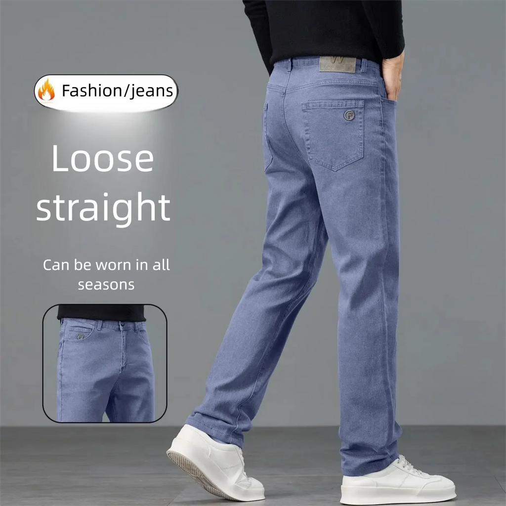 Calças Jeans Sólida Clássica Slim