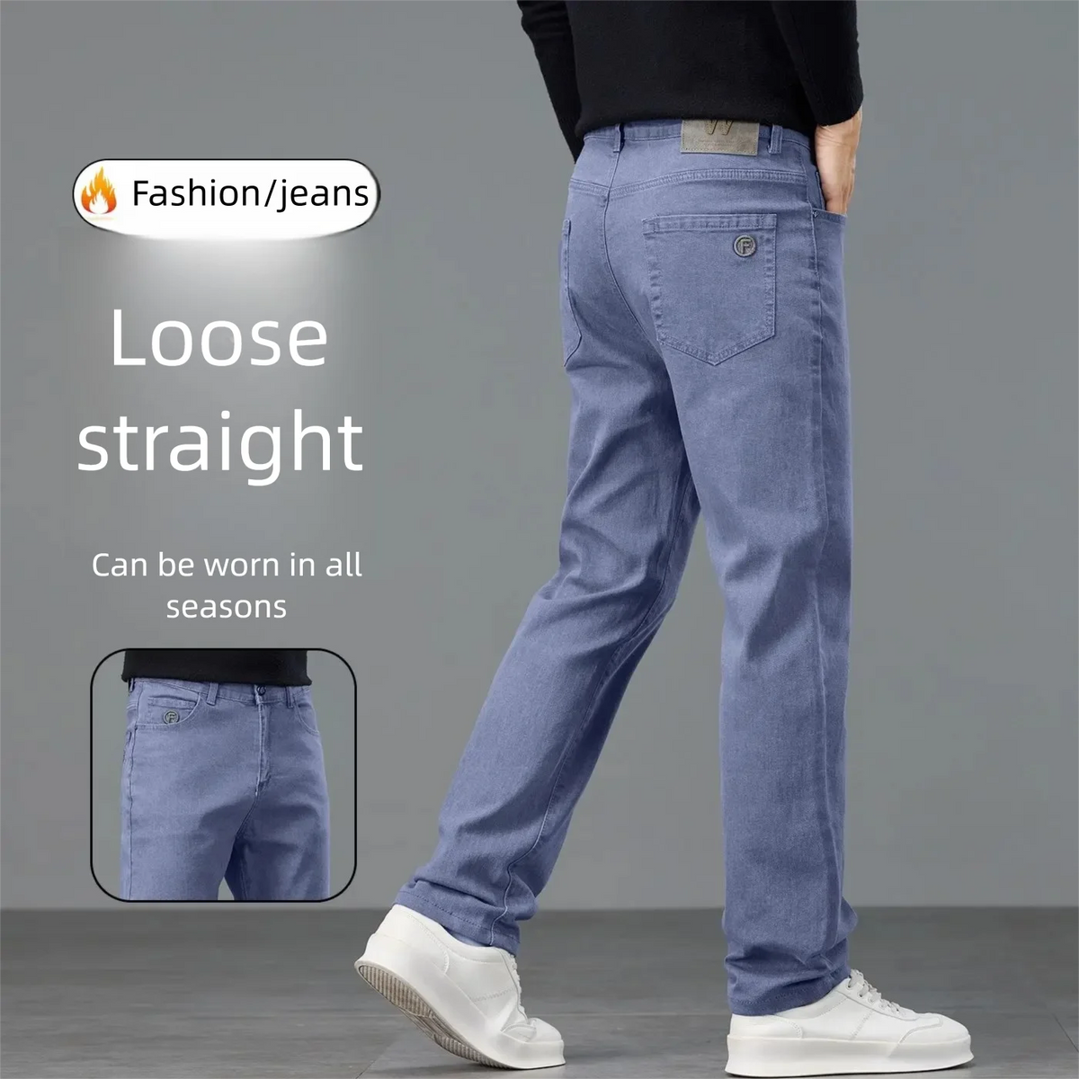 Calças Jeans Sólida Clássica Slim