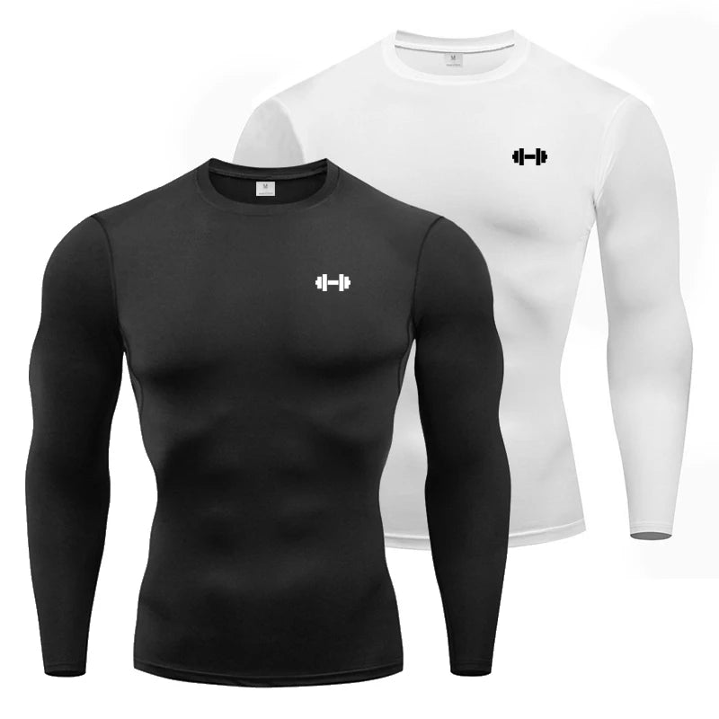 Camisas de compressão dos homens primavera manga longa roupas esportivas treinamento exercício camiseta elástica secagem rápida esporte topos ginásio camisas de treino