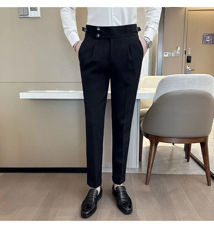 Calças Sociais de Cintura Alta Slim-Fit