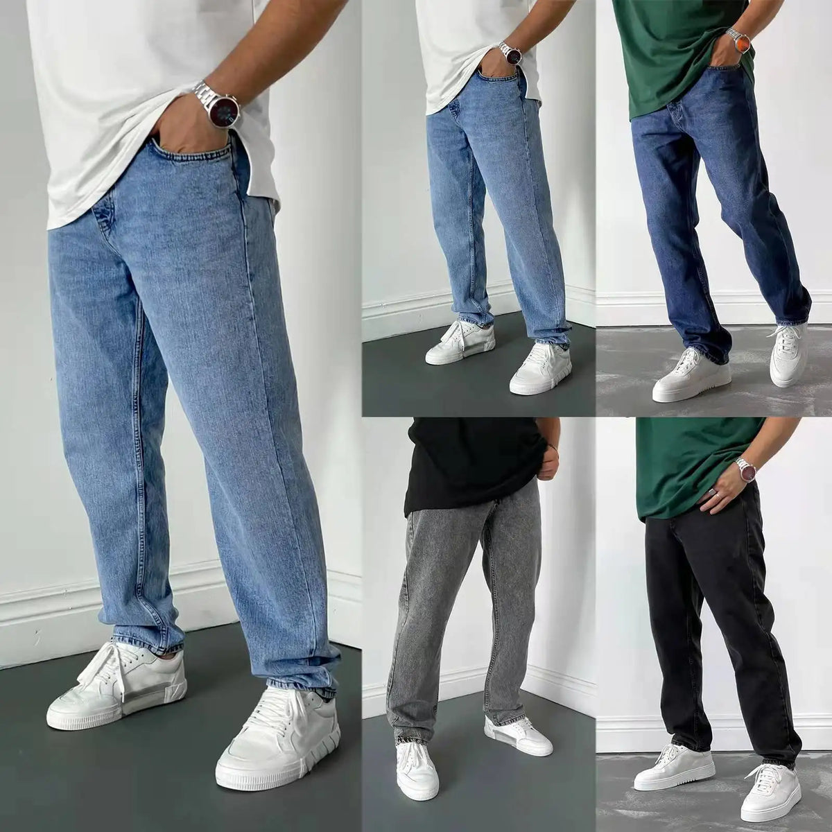 Calça Jeans em linha reta estiramento clássico