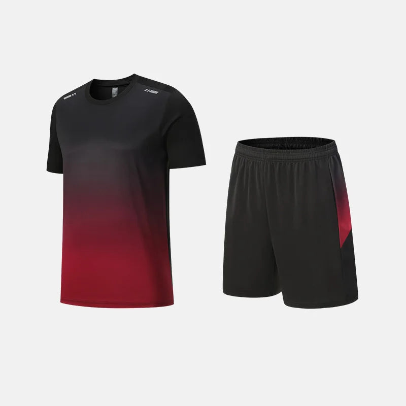 Roupas de Fitness em Tecido de Seda Gelada, Camiseta de Secagem Rápida para Homens, Conjunto de Camiseta de Manga Curta e Shorts para Treino Esportivo