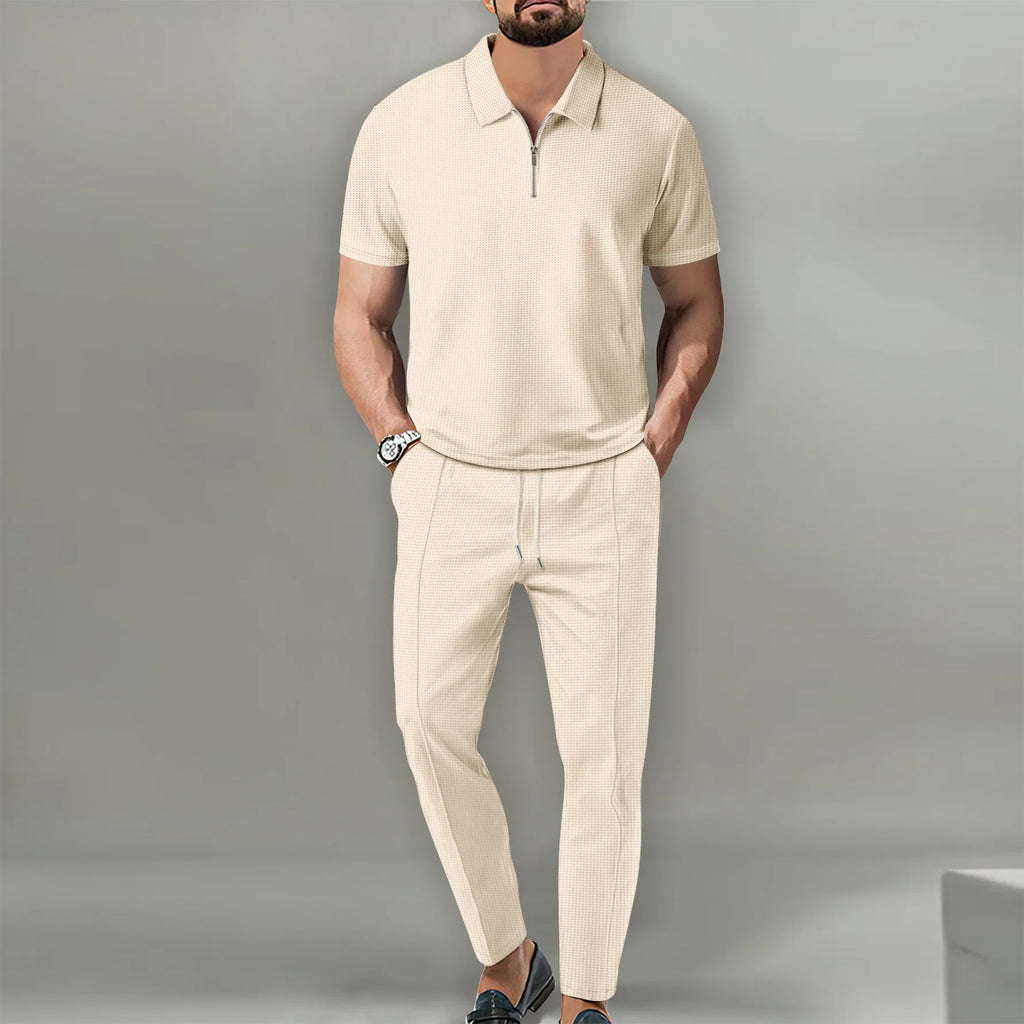POLO de Manga Curta Elegante Conjunto Casual Streetwear