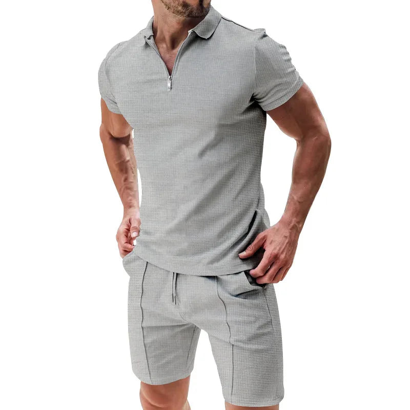 POLO de Manga Curta Elegante Conjunto Casual Streetwear