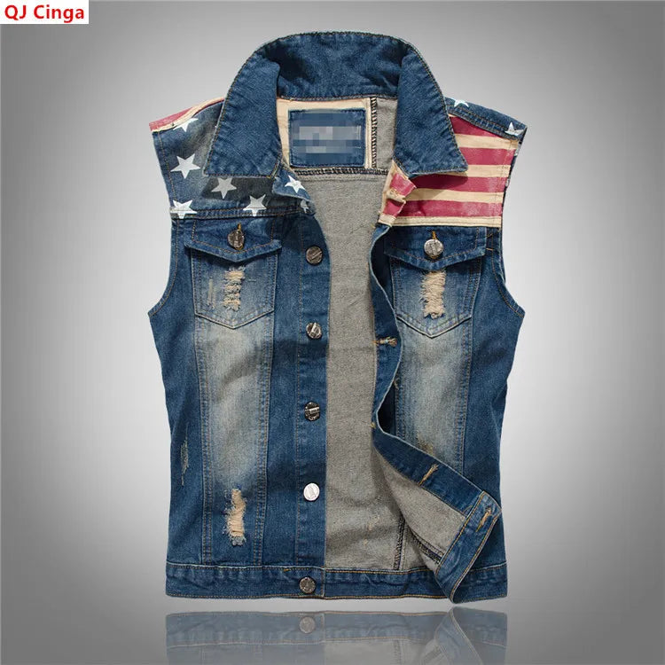 Colete Jeans com Gola Entalhada