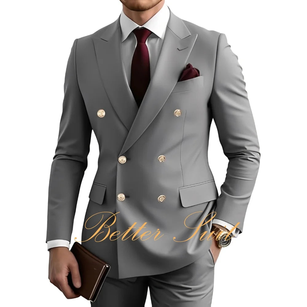 Terno Formal Slim-Fit com Blazer Duplo Breasted