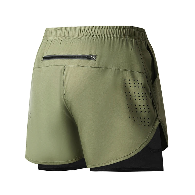 Calções de corrida masculinos de secagem rápida fitness preto dupla camada shorts masculino novo esporte treino treinamento musculação calças curtas