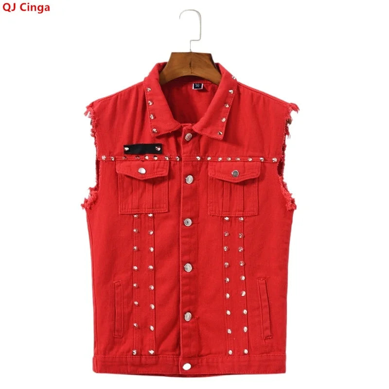 Colete Jeans com Gola Entalhada
