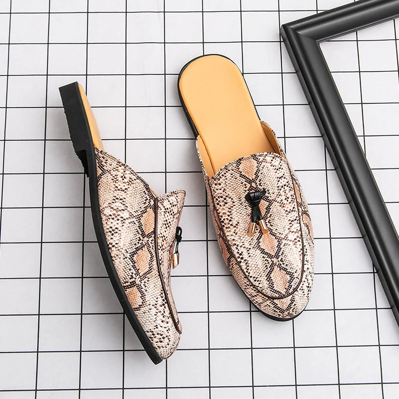 Chinelos Slides Mocassins Casual de Couro