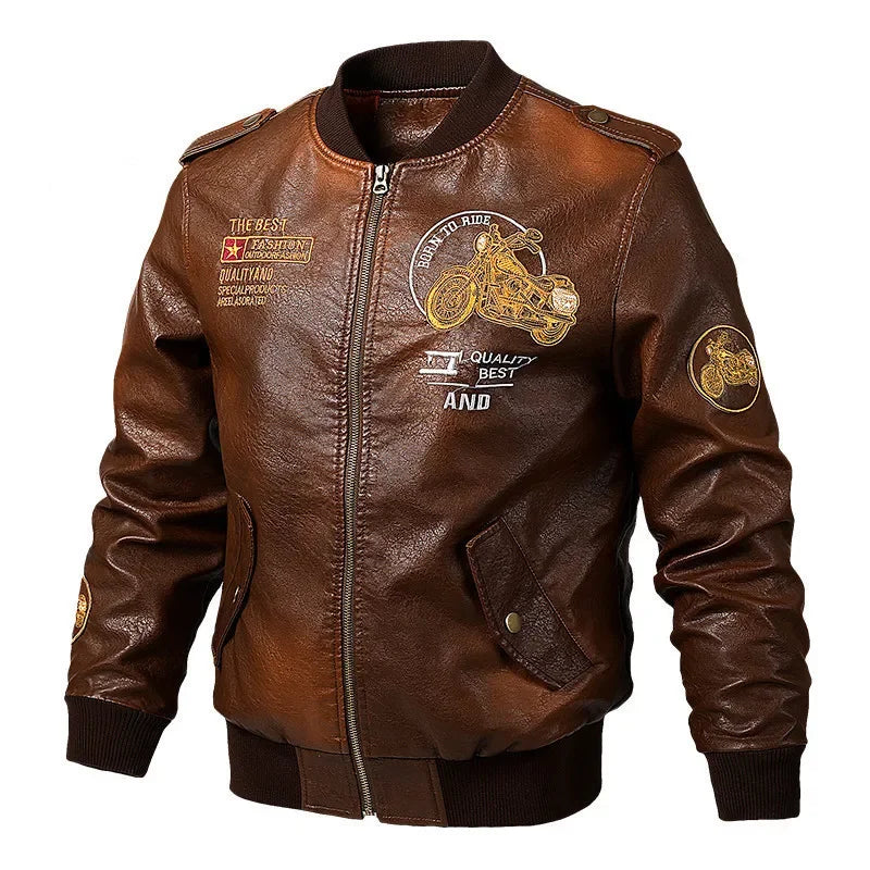 Jaqueta de couro PU motociclista
