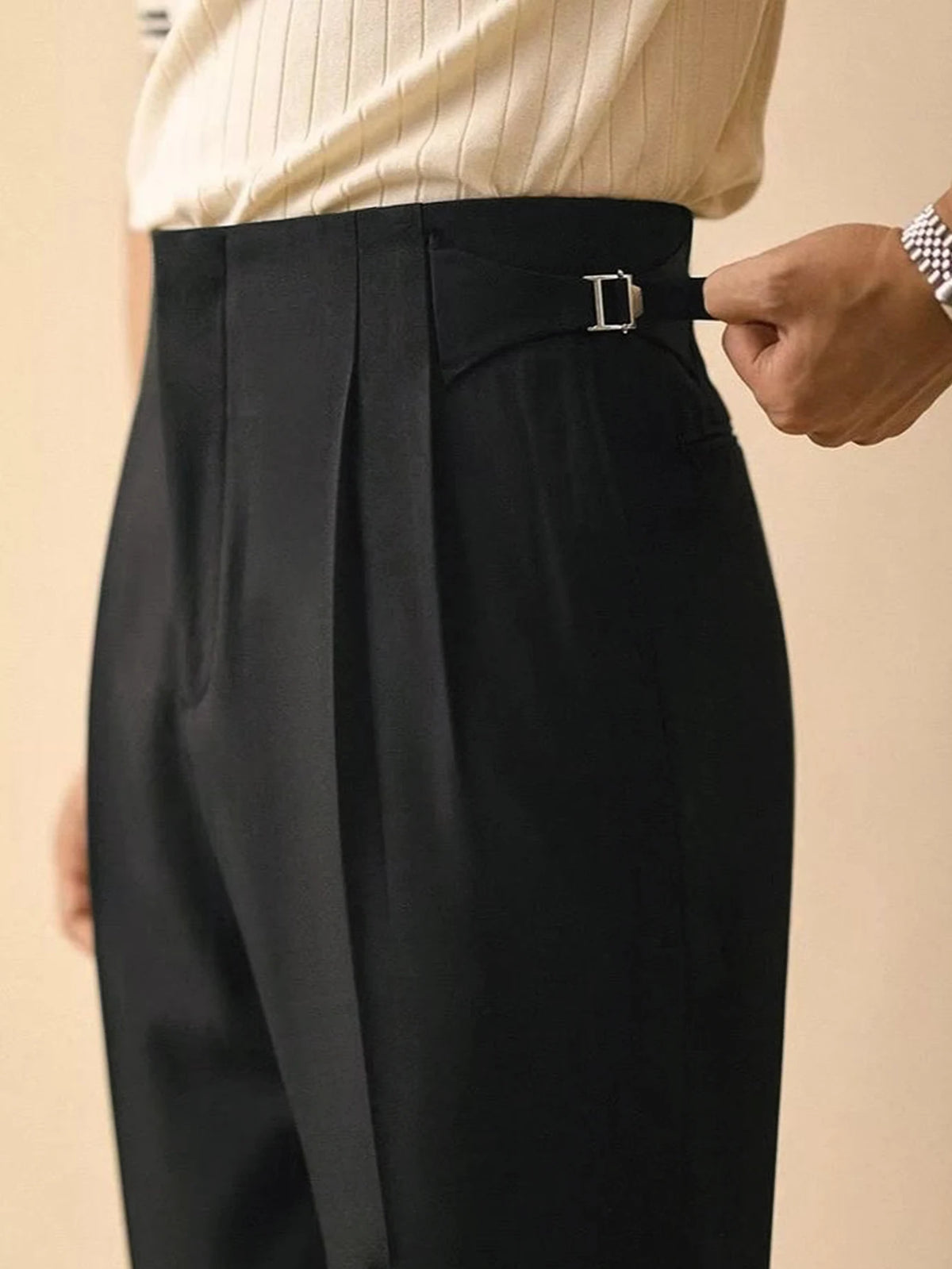 Calça Italiana Napolitana de Cintura Alta Casual