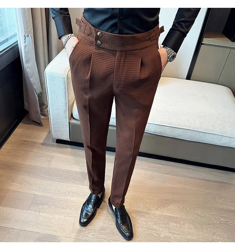 Calças Sociais de Cintura Alta Slim-Fit