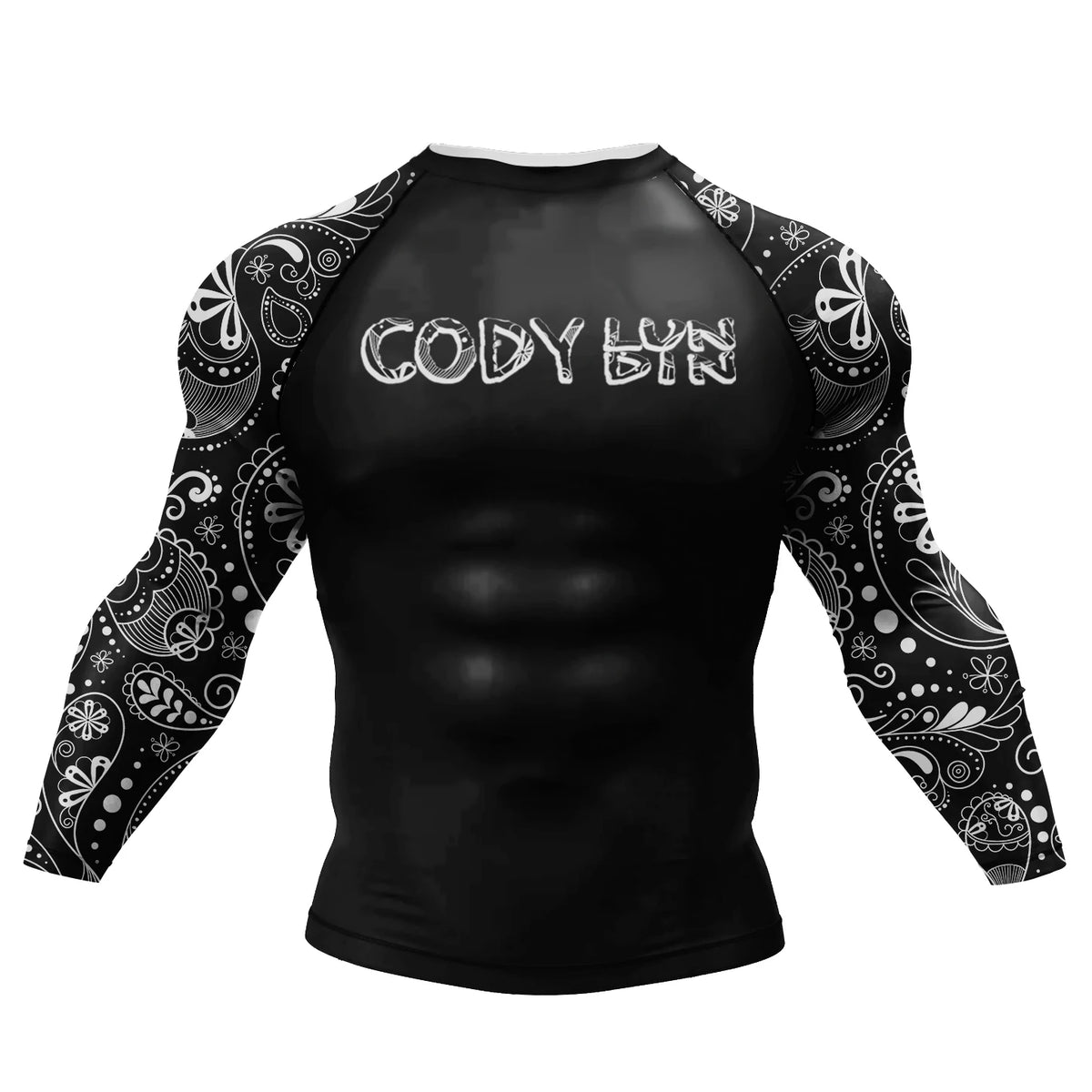 Camiseta de Compressão Masculina Cody Lundin para Academia, Rashguard de Manga Longa com Sublimação, Jersey Personalizado para BJJ Jiu Jitsu e Boxe