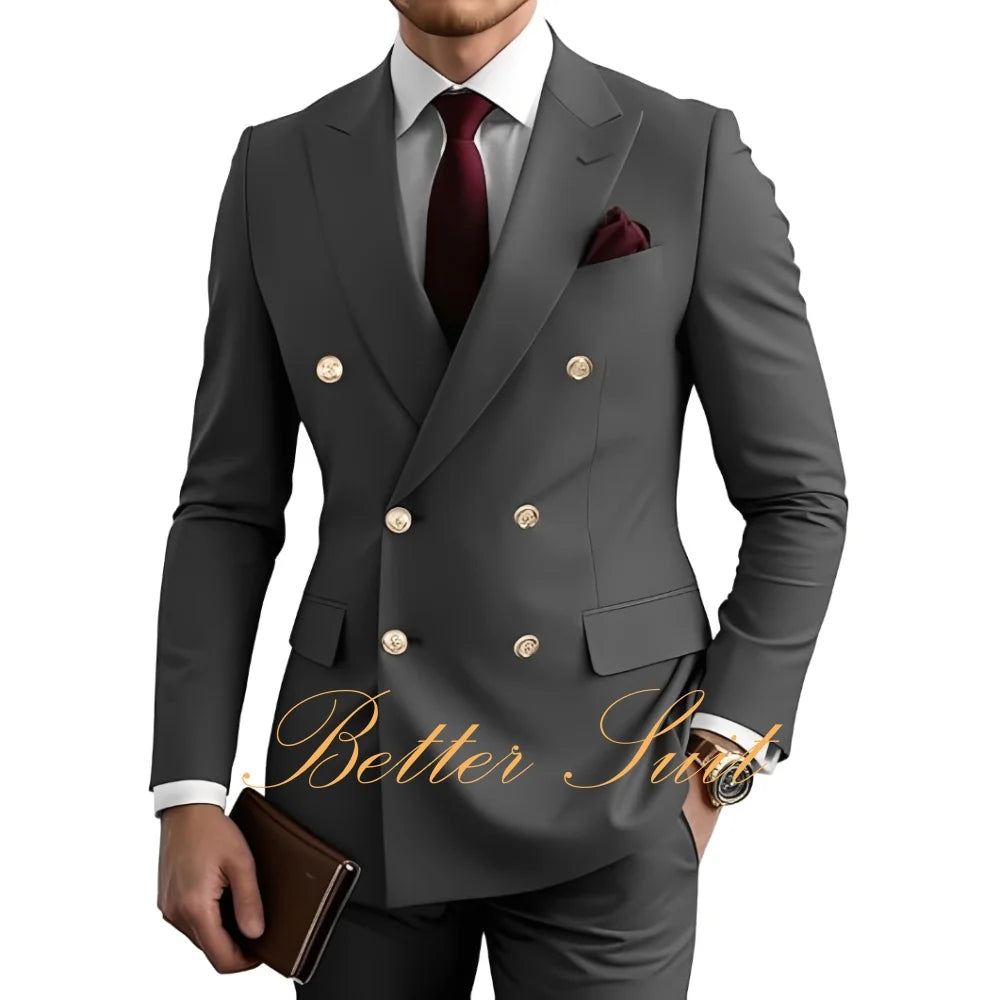 Terno Formal Slim-Fit com Blazer Duplo Breasted