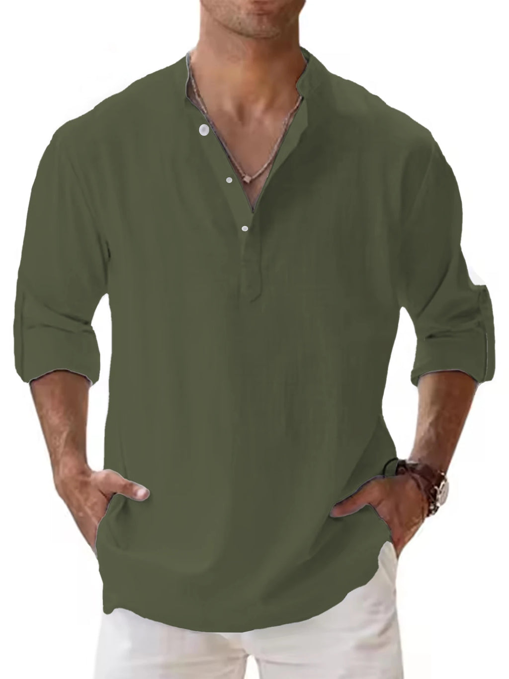 Camisa Henley Algodão e Linho