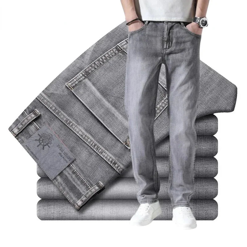 Calça Jeans Casual de Algodão em Corte Reto