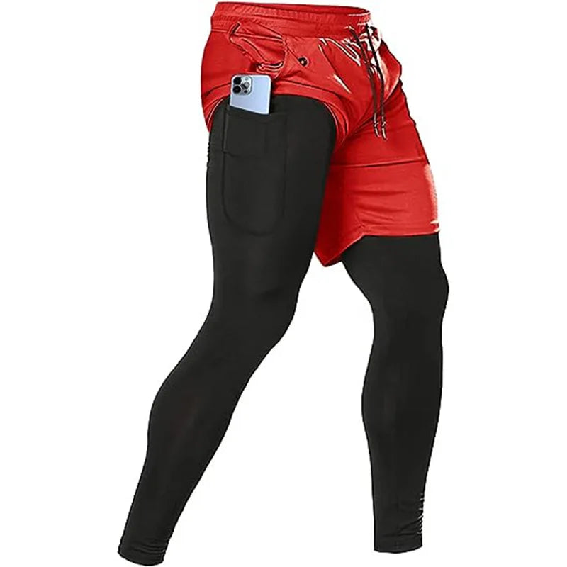 Calças esportivas masculinas 2 em 1 treinamento atlético treino esportivo treino masculino jogging calças ginásio de fitness correndo calças