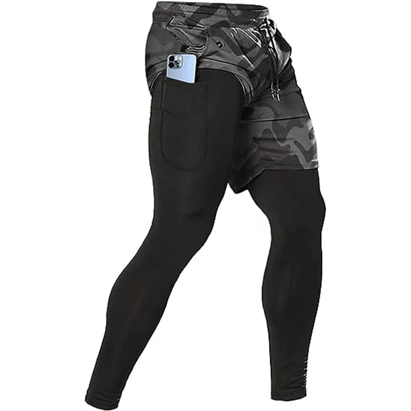 Calças esportivas masculinas 2 em 1 treinamento atlético treino esportivo treino masculino jogging calças ginásio de fitness correndo calças