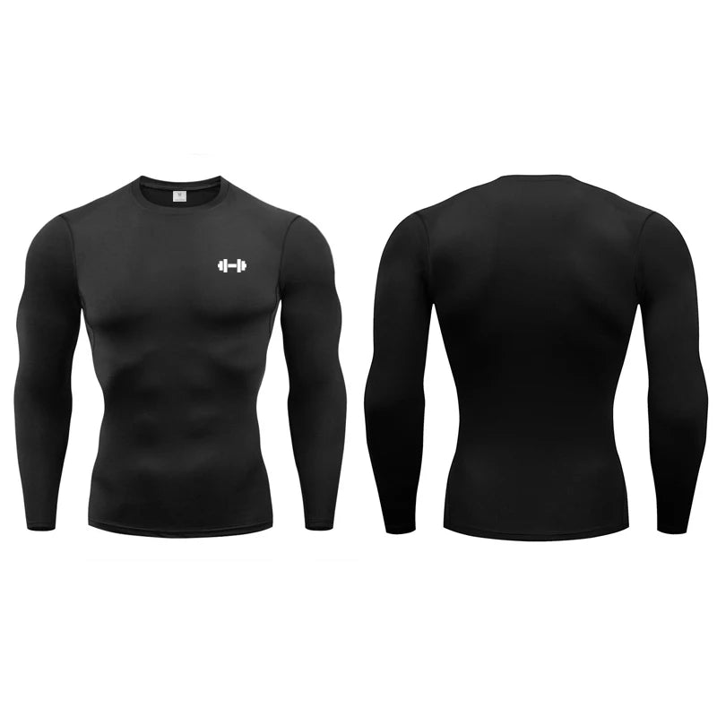 Camisas de compressão dos homens primavera manga longa roupas esportivas treinamento exercício camiseta elástica secagem rápida esporte topos ginásio camisas de treino