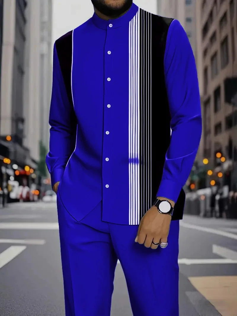 Camisa Masculina Casual ao Ar Livre de Listras