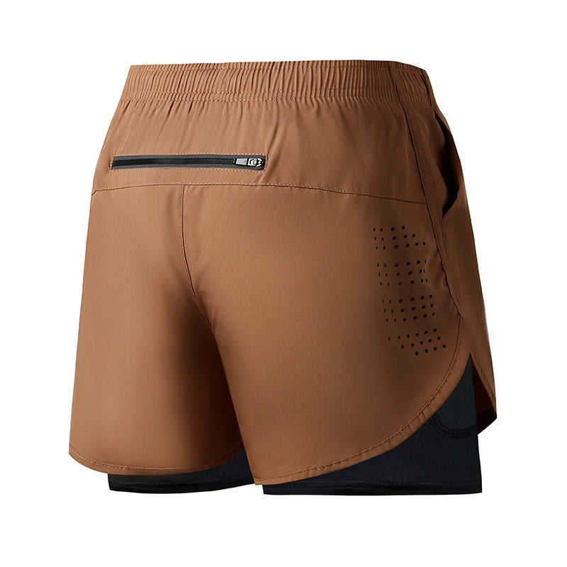 Calções de corrida masculinos de secagem rápida fitness preto dupla camada shorts masculino novo esporte treino treinamento musculação calças curtas