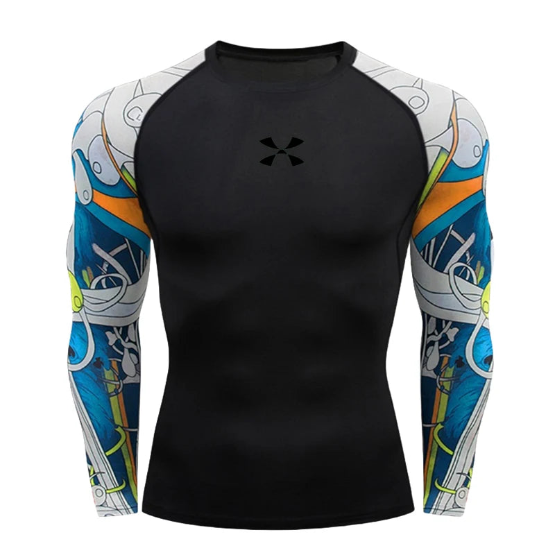 Cody Lundin Camiseta masculina de compressão para academia, camiseta de natação por atacado, roupa de ginástica slim fit compressão de proteção contra queimaduras