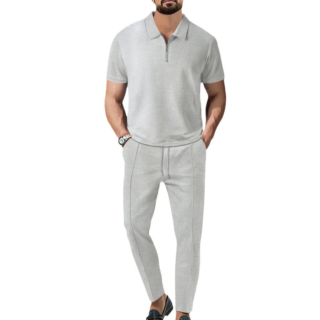 POLO de Manga Curta Elegante Conjunto Casual Streetwear