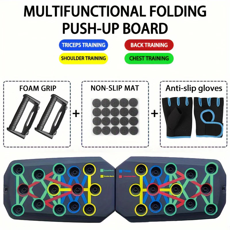 Conjunto de placa push-up portátil multifuncional barra push-up dobrável equipamentos de fitness para peito abdômen braços/treinamento traseiro