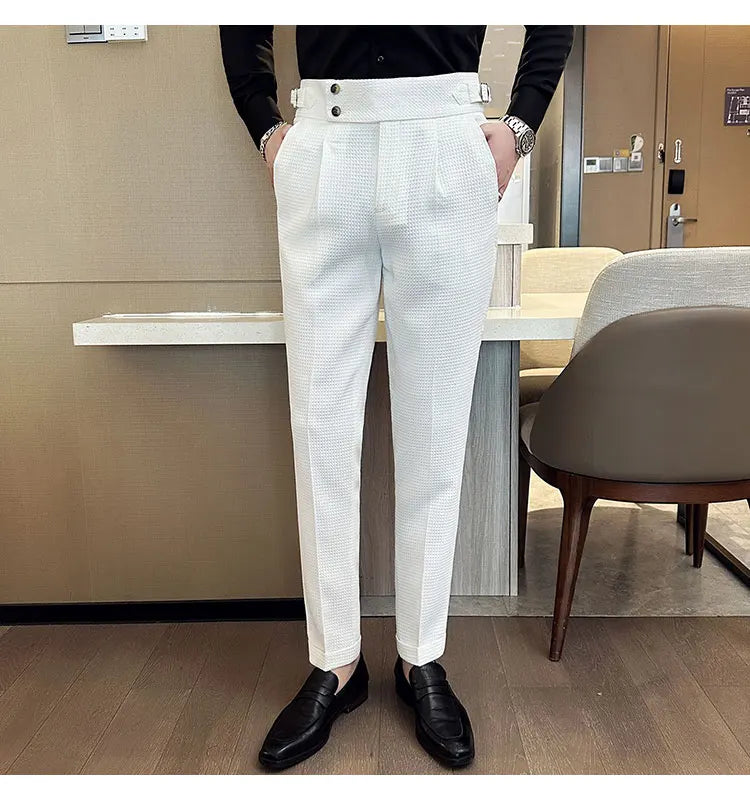 Calças Sociais de Cintura Alta Slim-Fit