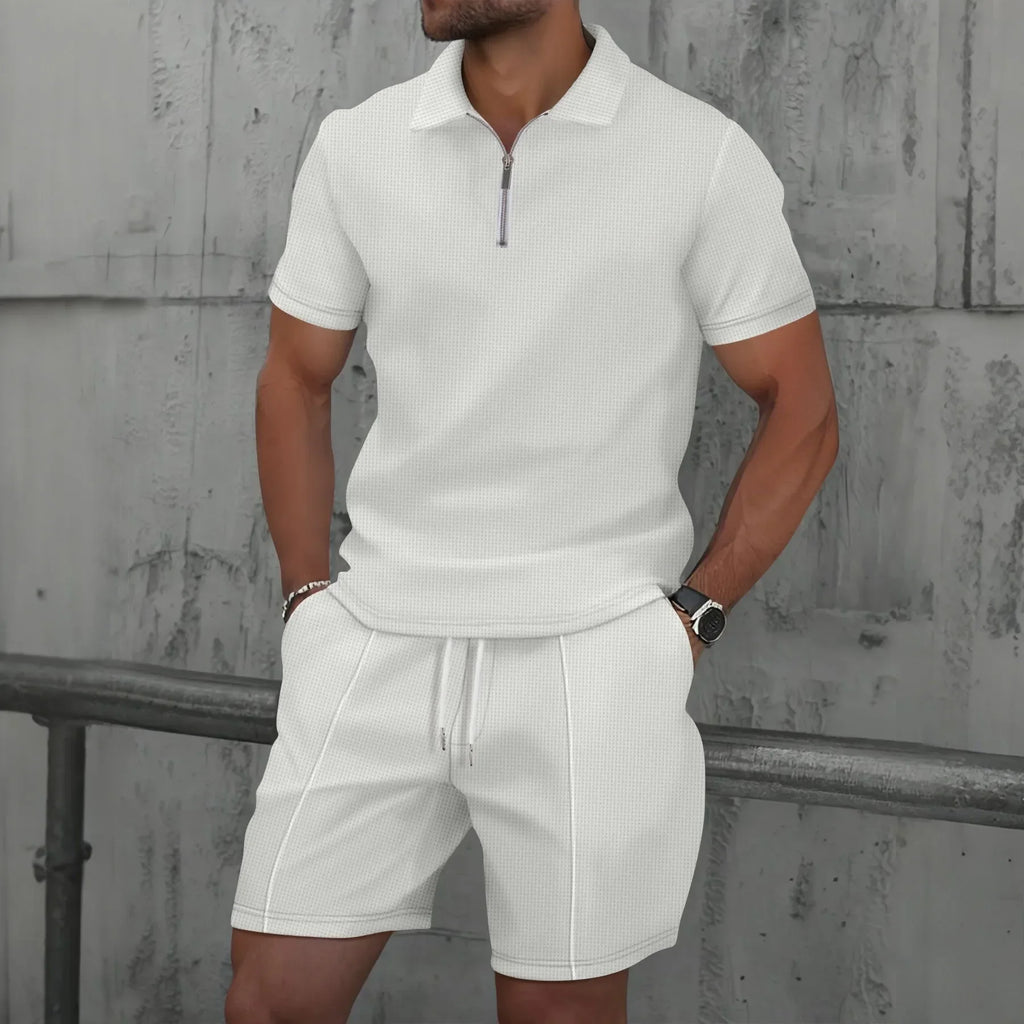 POLO de Manga Curta Elegante Conjunto Casual Streetwear