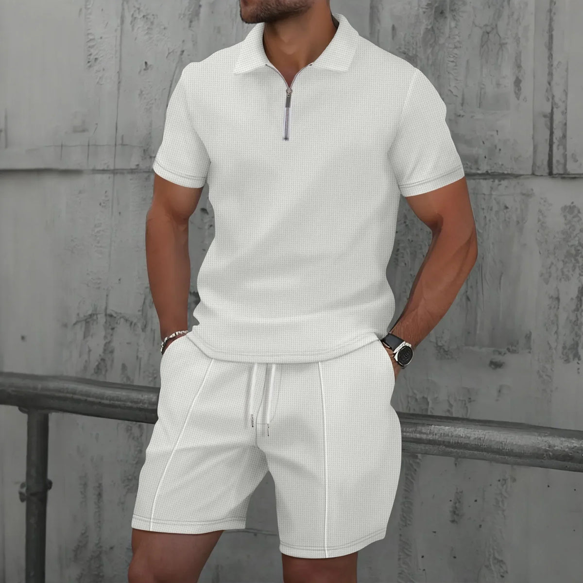 POLO de Manga Curta Elegante Conjunto Casual Streetwear