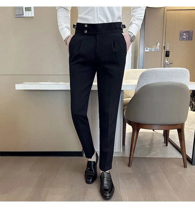 Calças Sociais de Cintura Alta Slim-Fit
