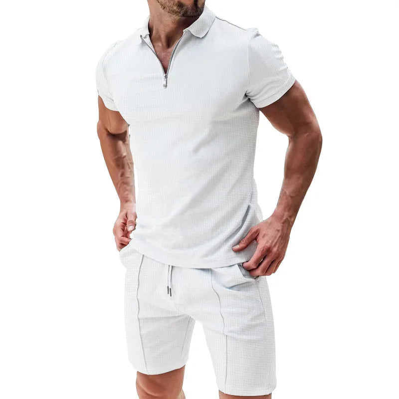 POLO de Manga Curta Elegante Conjunto Casual Streetwear