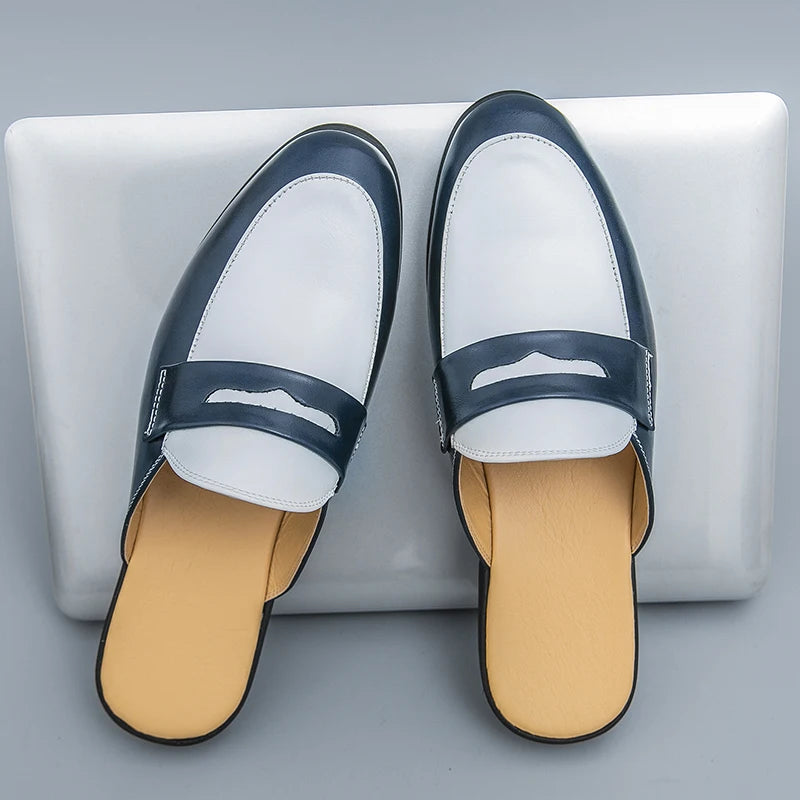 Chinelos Slides Mocassins Casual de Couro