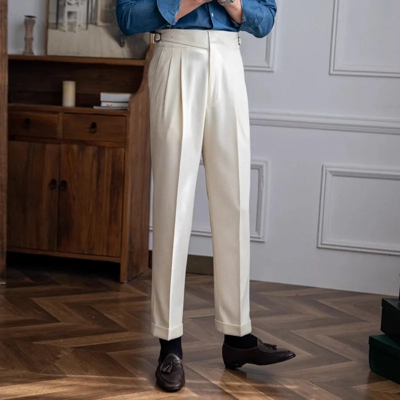 Calças de Terno Masculinas Plissadas