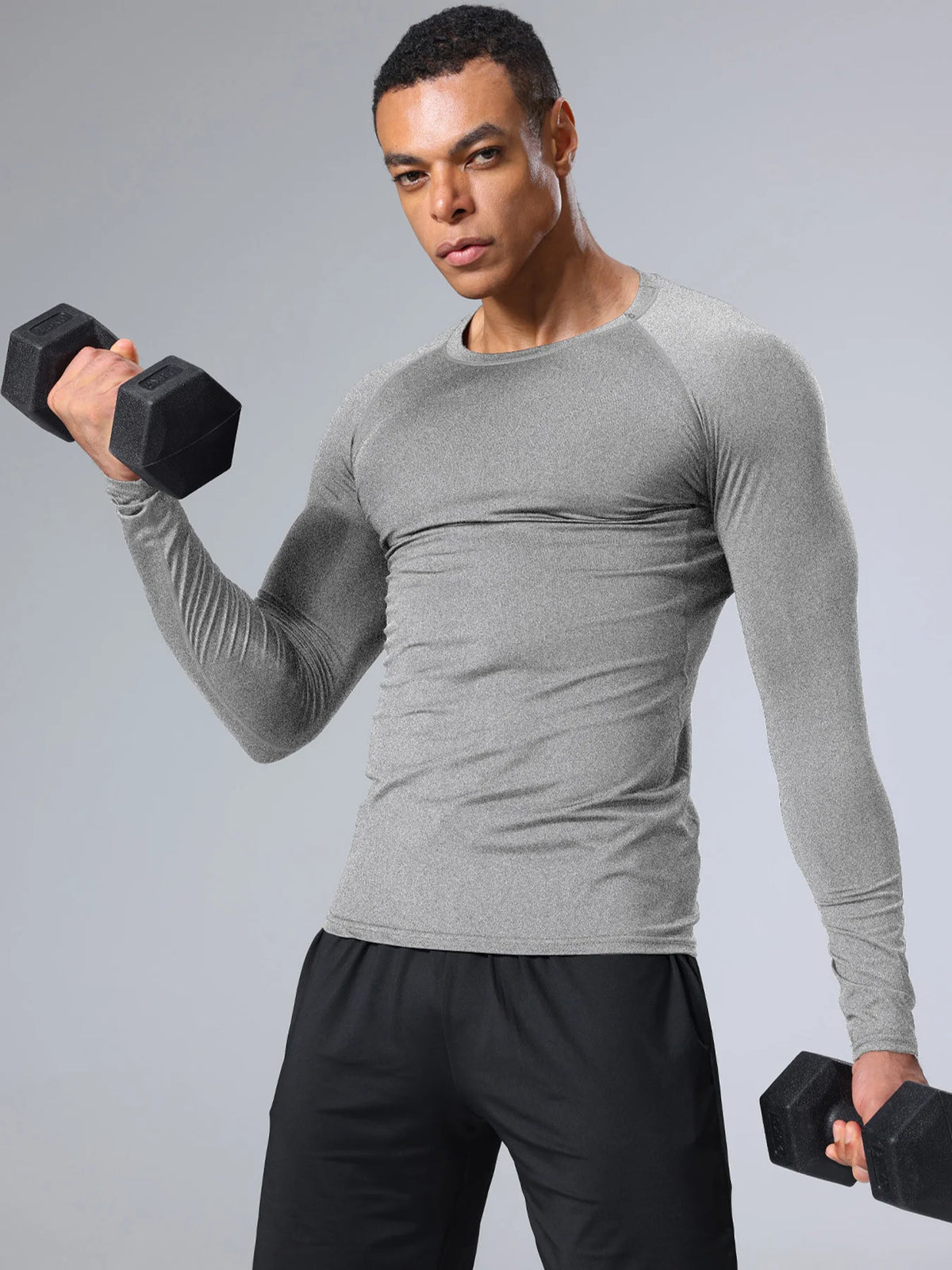 Camiseta Esportiva Masculina de Compressão Manga Longa 2026 Nova, Secagem Rápida, Elástica para Treino de Força, Academia, Corrida e Fitness